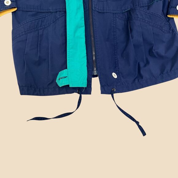 1990s small nautical jacket by Braefair Sport, womens blue & teal pea coat - Picture 3 of 10